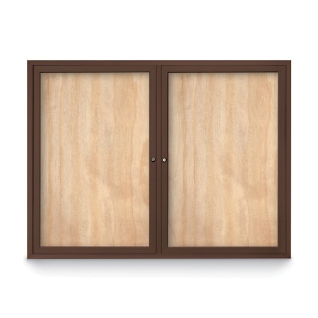 United Visual Products Slim Enclosed Corkboard, 11"x13-1/2", Satin Alum Frame/Buff UVEB1113-SATIN-BUFF